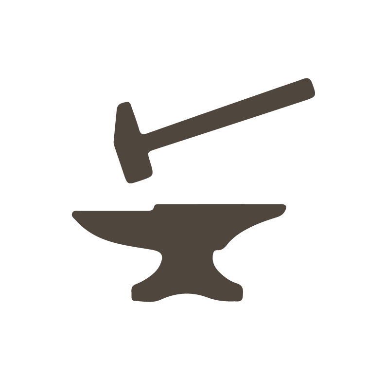 icona di incudine e martello per segnalare il metallo